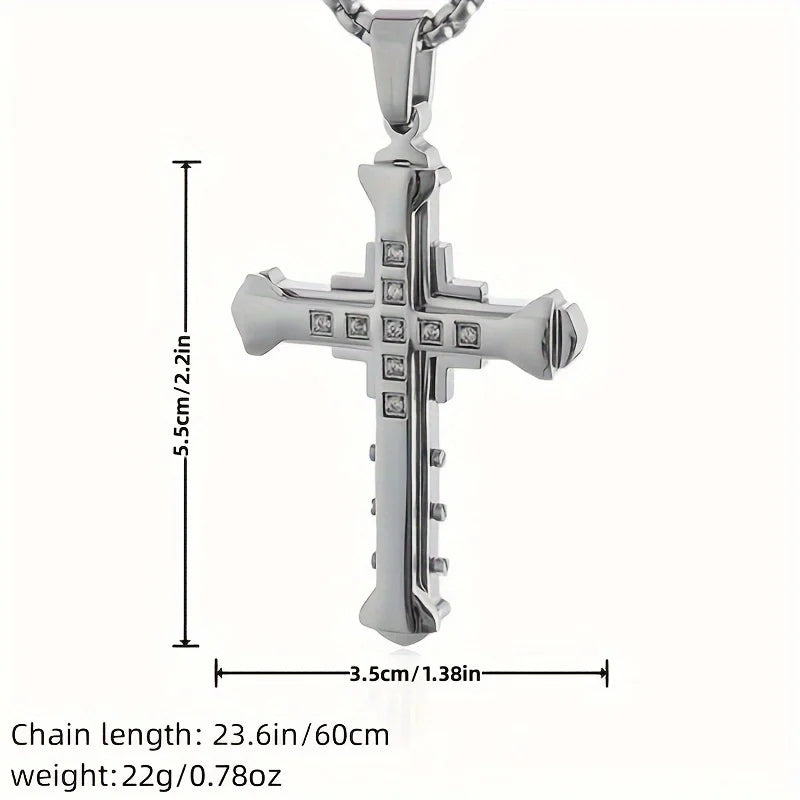 Guangdong Titanium Alloy Cross Pendant Necklace Zircon Gift