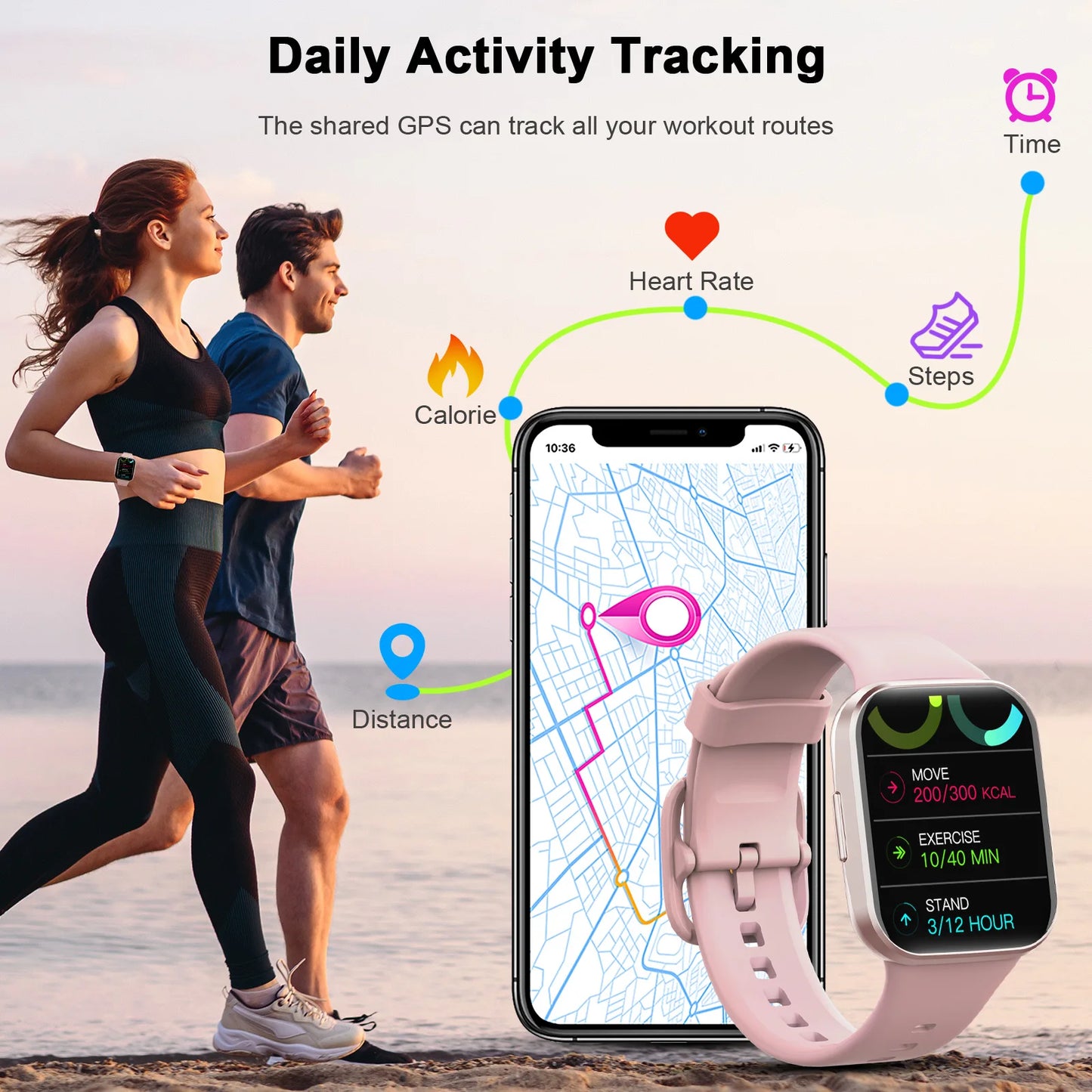 Nerunsa Smartwatch Fitness Tracker Pedometer Sleep Monitor