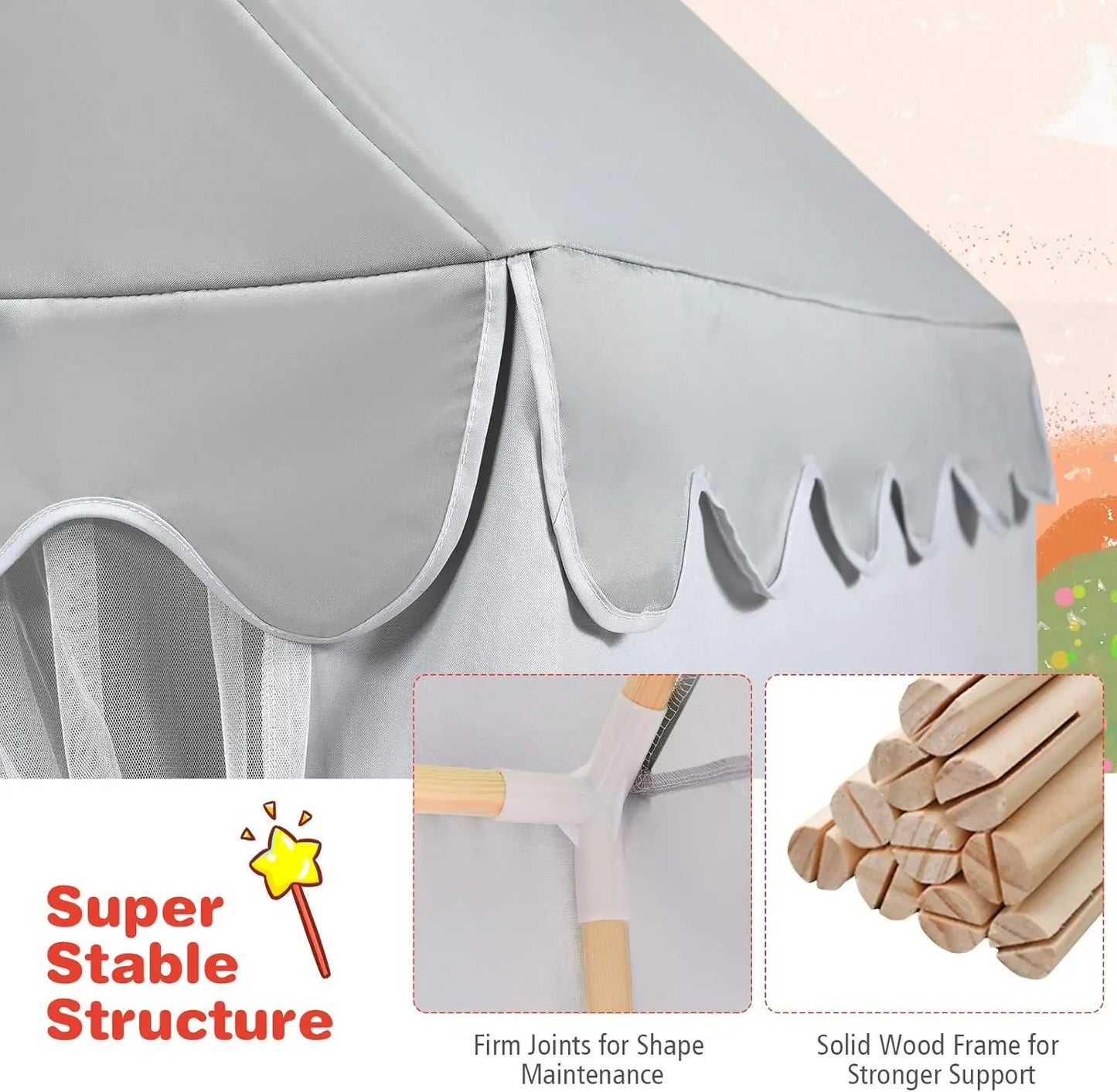 Indoor Playhouse for Kids Fairy Tent with Large Mat and Breathable Windows