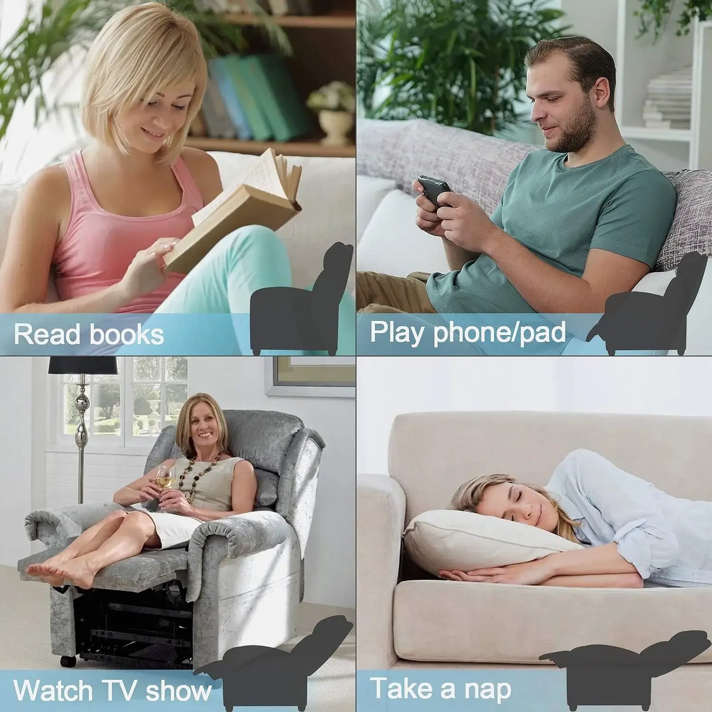 Massage Recliner Chair PU Leather Home Theater Seating