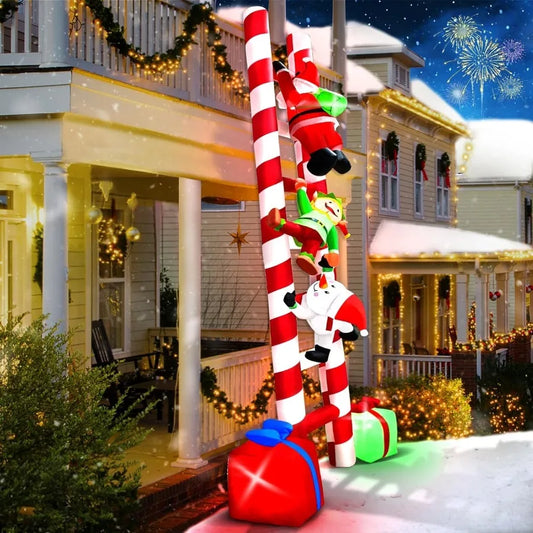Hignconcerned Santa Climbing Ladder Inflatable With Lights Outdoor Decoration