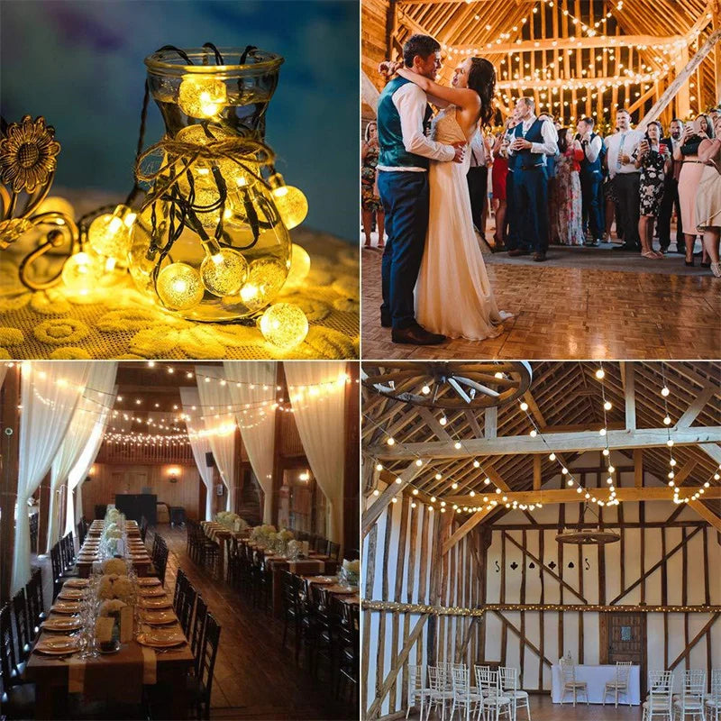 HOUHOM Solar Crystal Globe Fairy Lights Outdoor String