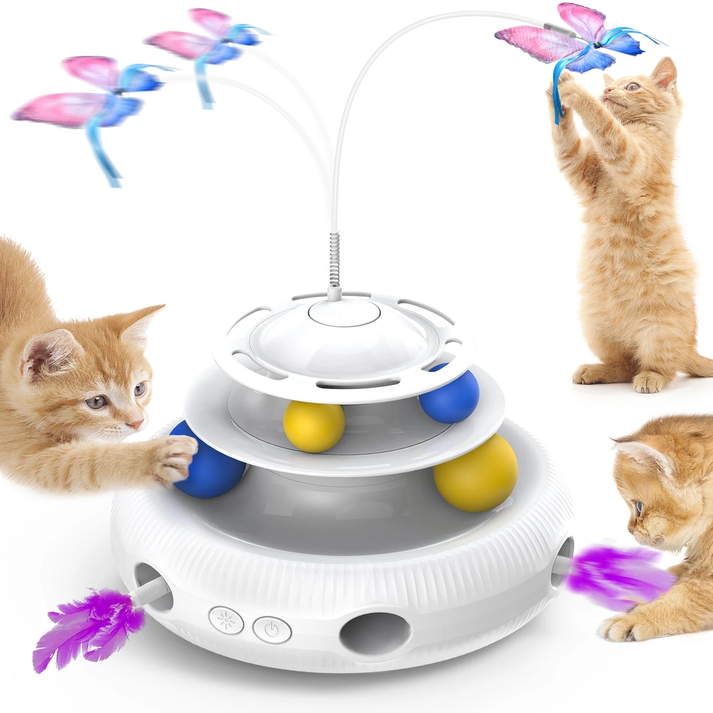 Rechargeable Cat Laser Interactive Puzzle Toy USB Teaser for Cats with Feather Attachments