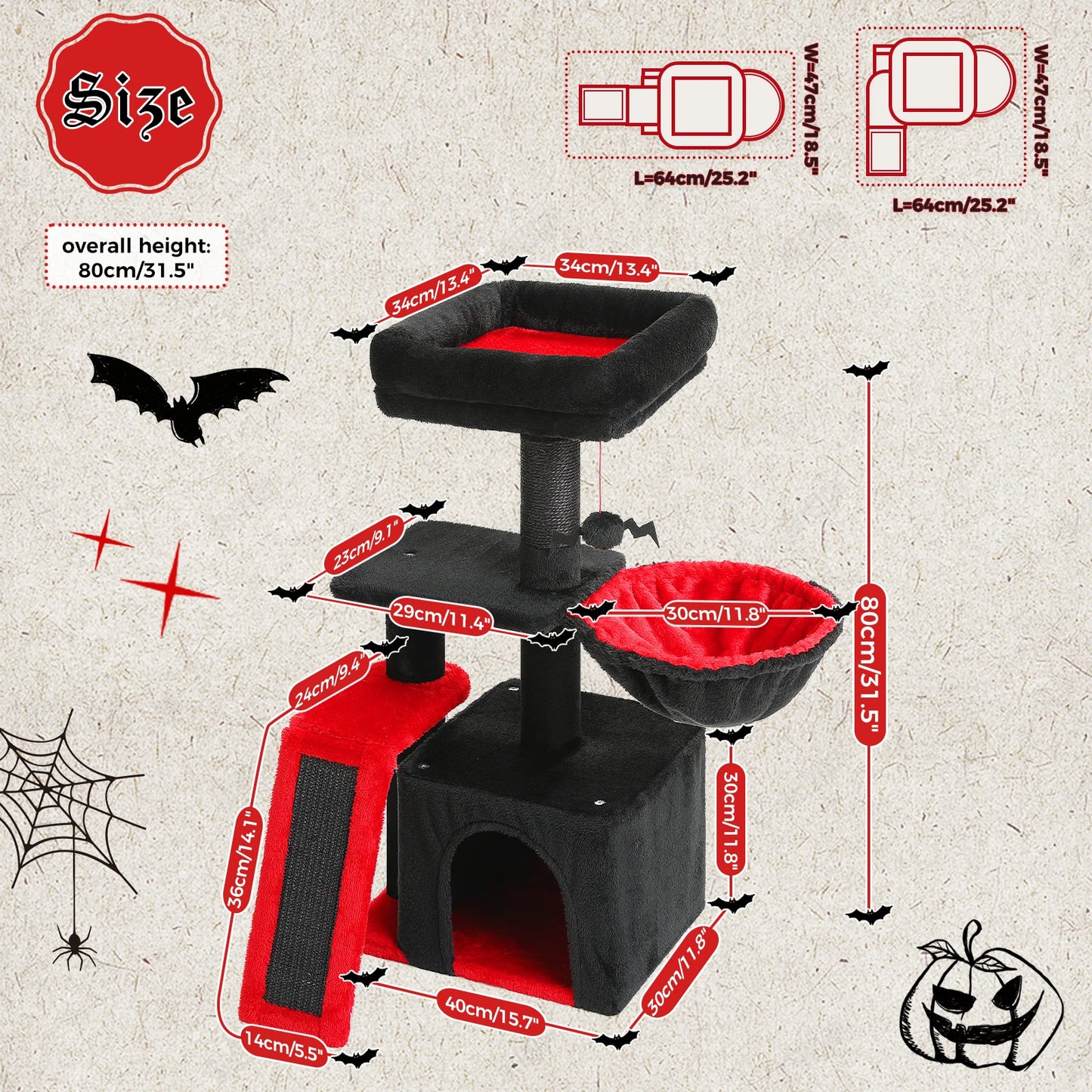 PAWZ Road Ultra-Stable MultiFunctional Cat Tree Tower Indoor Cats All-Season-Hammock