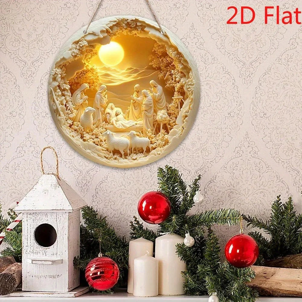 2D Bohemian Nativity Wall Hanging – Floral Christmas Decor for Living Room, Bedroom & Holiday Parties