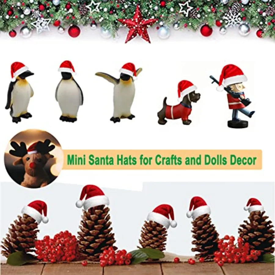 Mini Santa Hats 40Pcs Craft Christmas Wine Bottle Topper