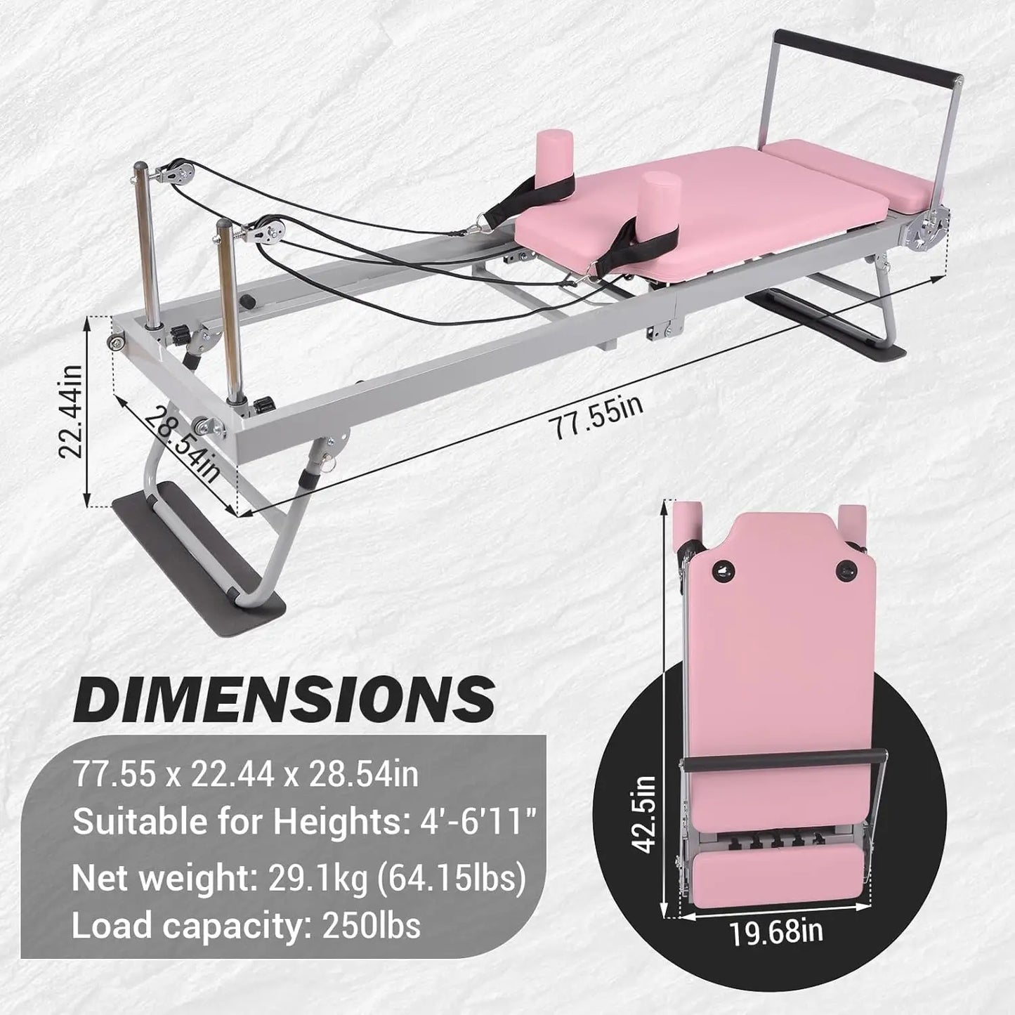 HiMISS Pilates Reformer Machine for Home Gym Fitness