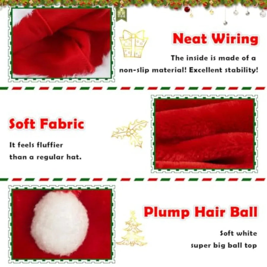 Fluffy Plush Santa Hats For Christmas Party Decor Women Men