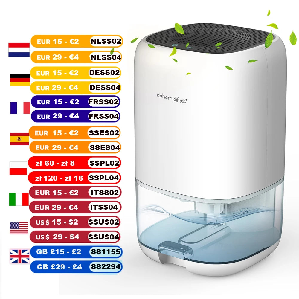 1000ML Air Dehumidifier Home Appliances with Air Filter for Home 280 sq. ft Mini Portable Utral Quiet with Auto Shut Off