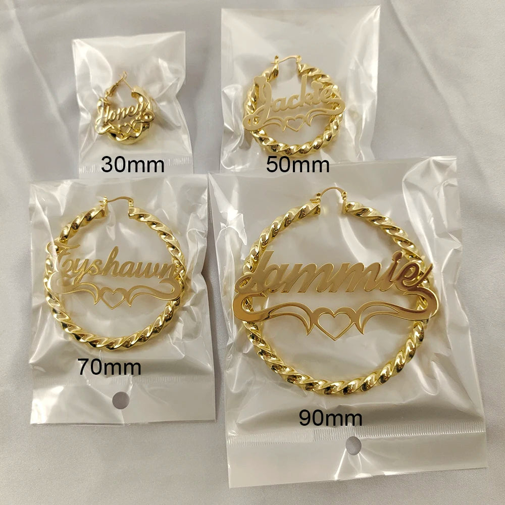 Dodoai Custom Twist Hoop Earrings For Women Name Jewelry