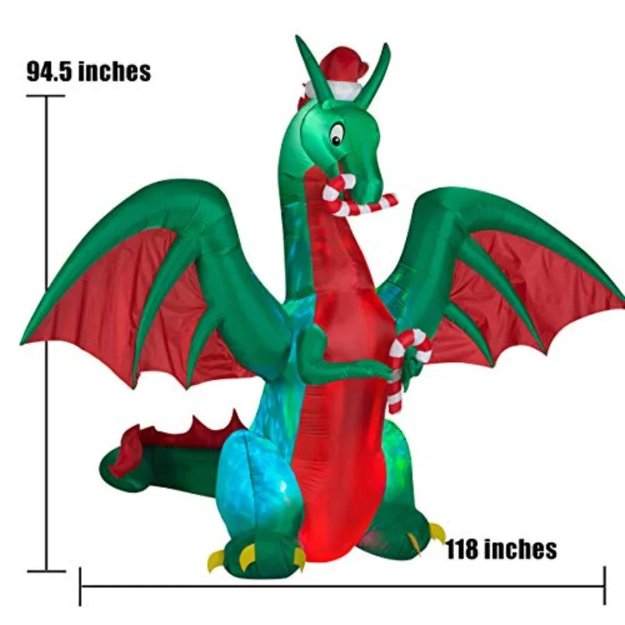 Hign-concerned Inflatable Christmas Dragon Candy LED Lighted Decor Indoor Outdoor