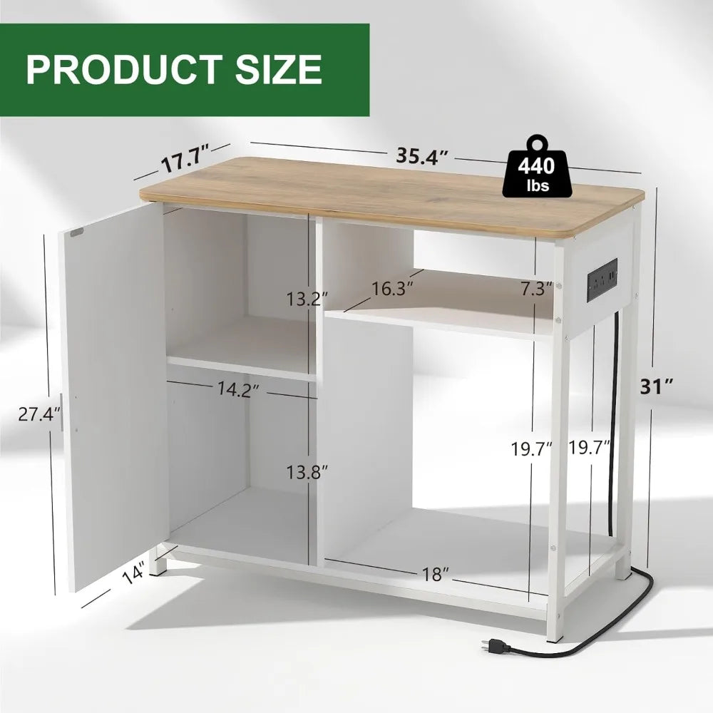 40 Gallon Fish Tank Stand, Aquarium Stand with Power Outlets, Cabinet for Fish Tank Accessories Storage, Heavy Duty Breeder Tank