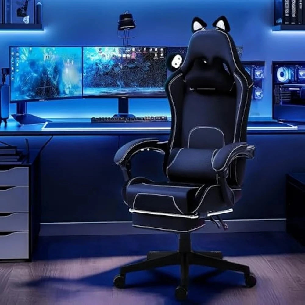 Ergonomics Gaming Chair With Cat Ears And Lumbar Massage