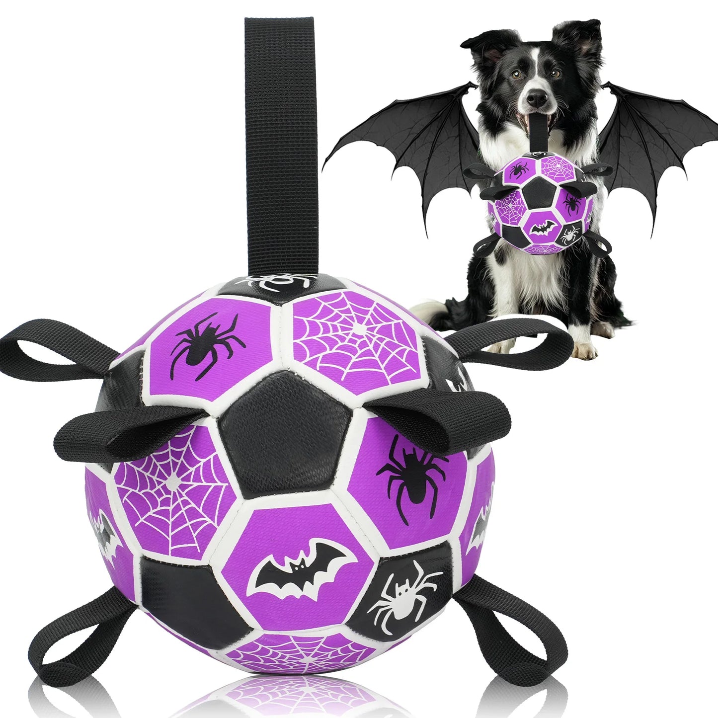 Hign Concerned Halloween Football Dog Toy Ball Durable Bat Spider Pattern Chewing Ball Toy For Pets