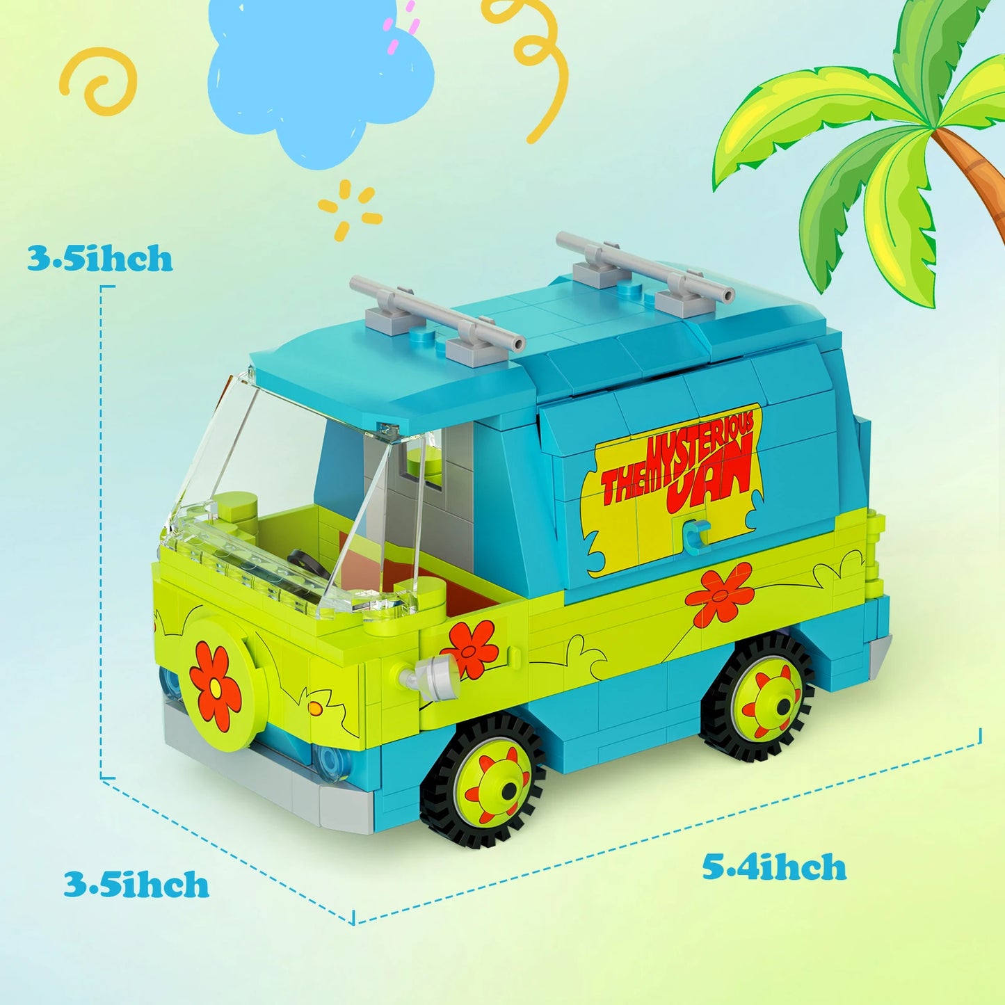 320PCS Mysteryed Machine Car Model Kit Building Blocks Movie Scooed Doo Panel Van Cartoon Vehicle  Bricks Toys For Kids Gifts