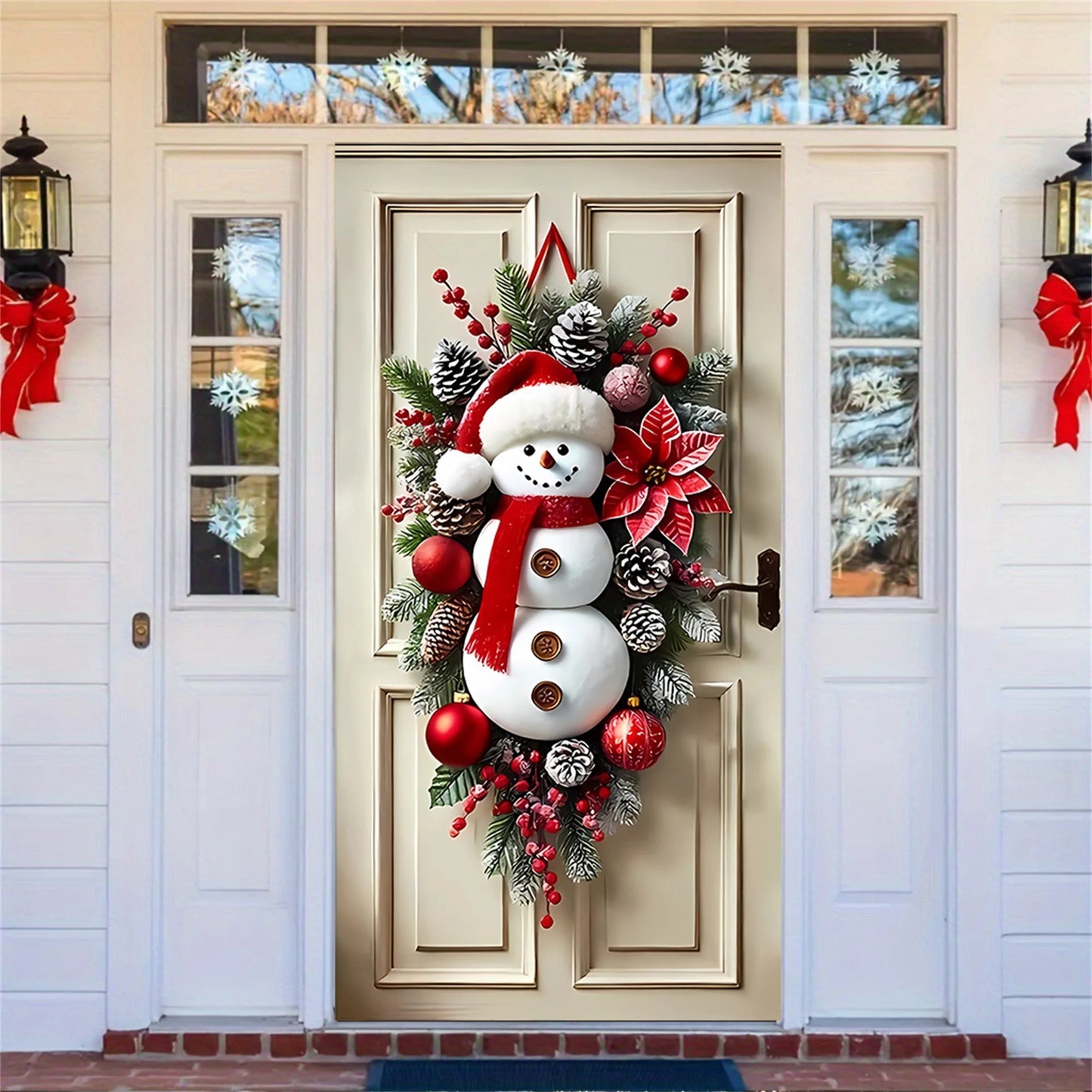 Festive Santa Claus Christmas Door Cover for Front Door Decor