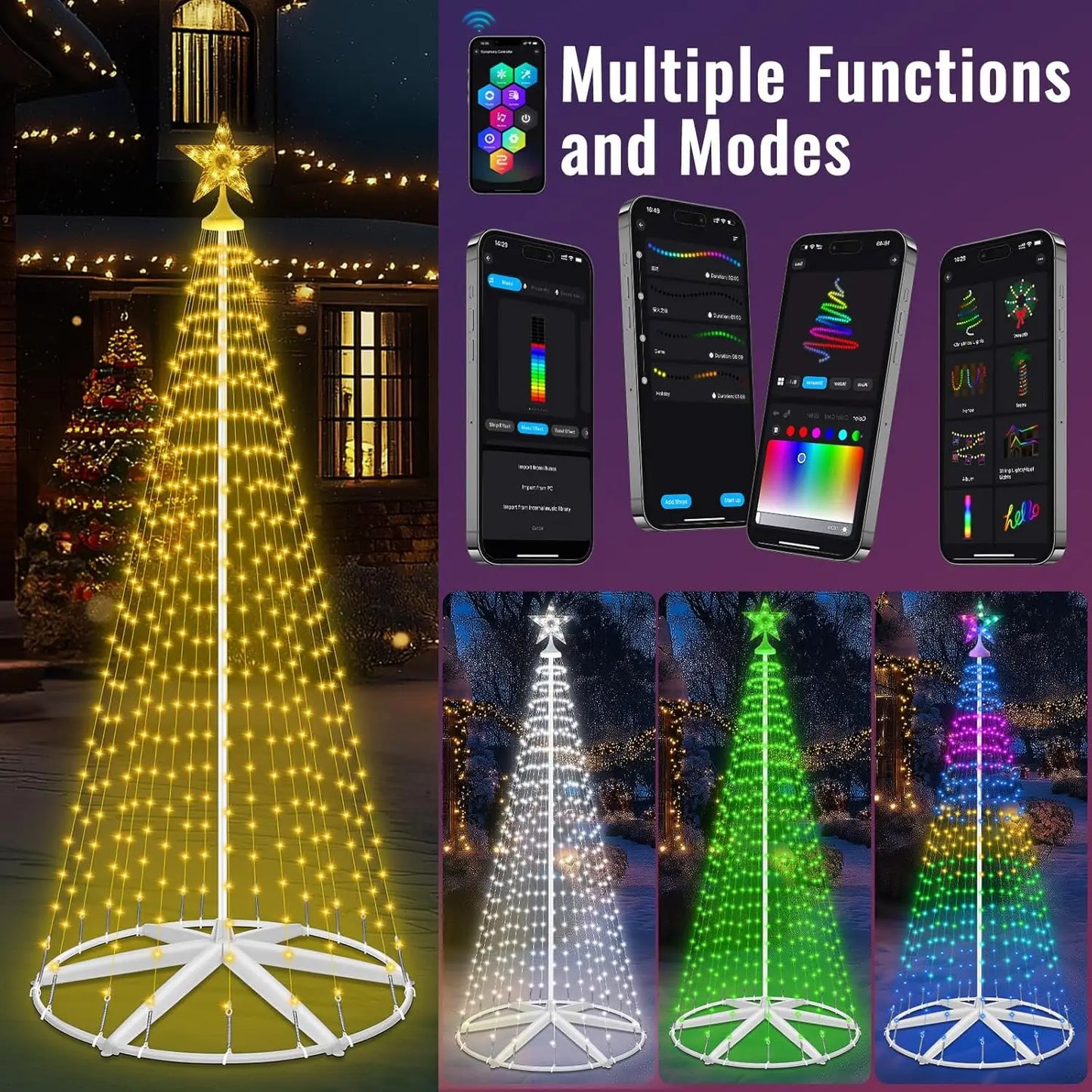 XMSJ Lighted Outdoor Christmas Tree Smart App Control Music Sync