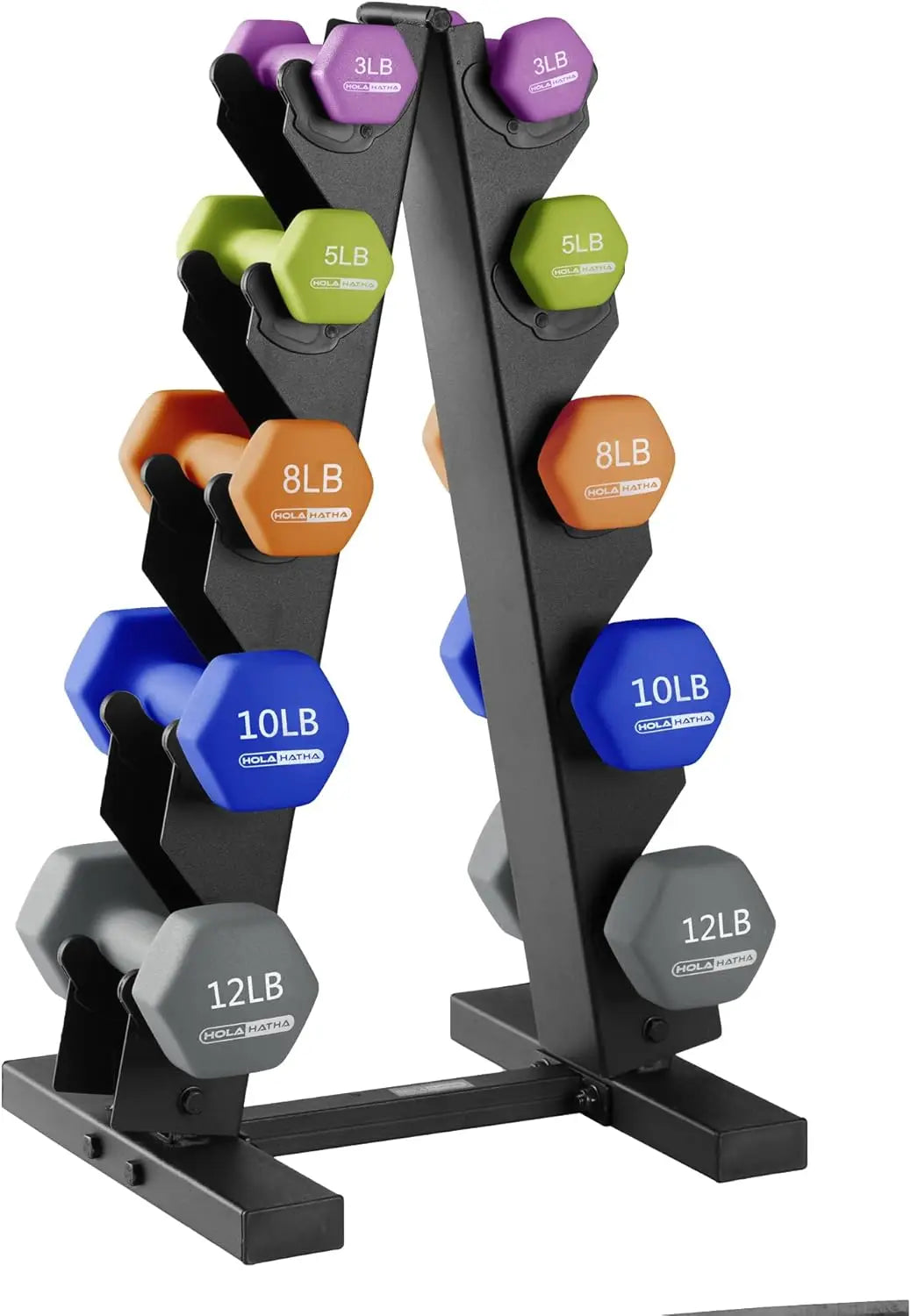 Neoprene Dumbbell Free Hand Weight Set with Rack