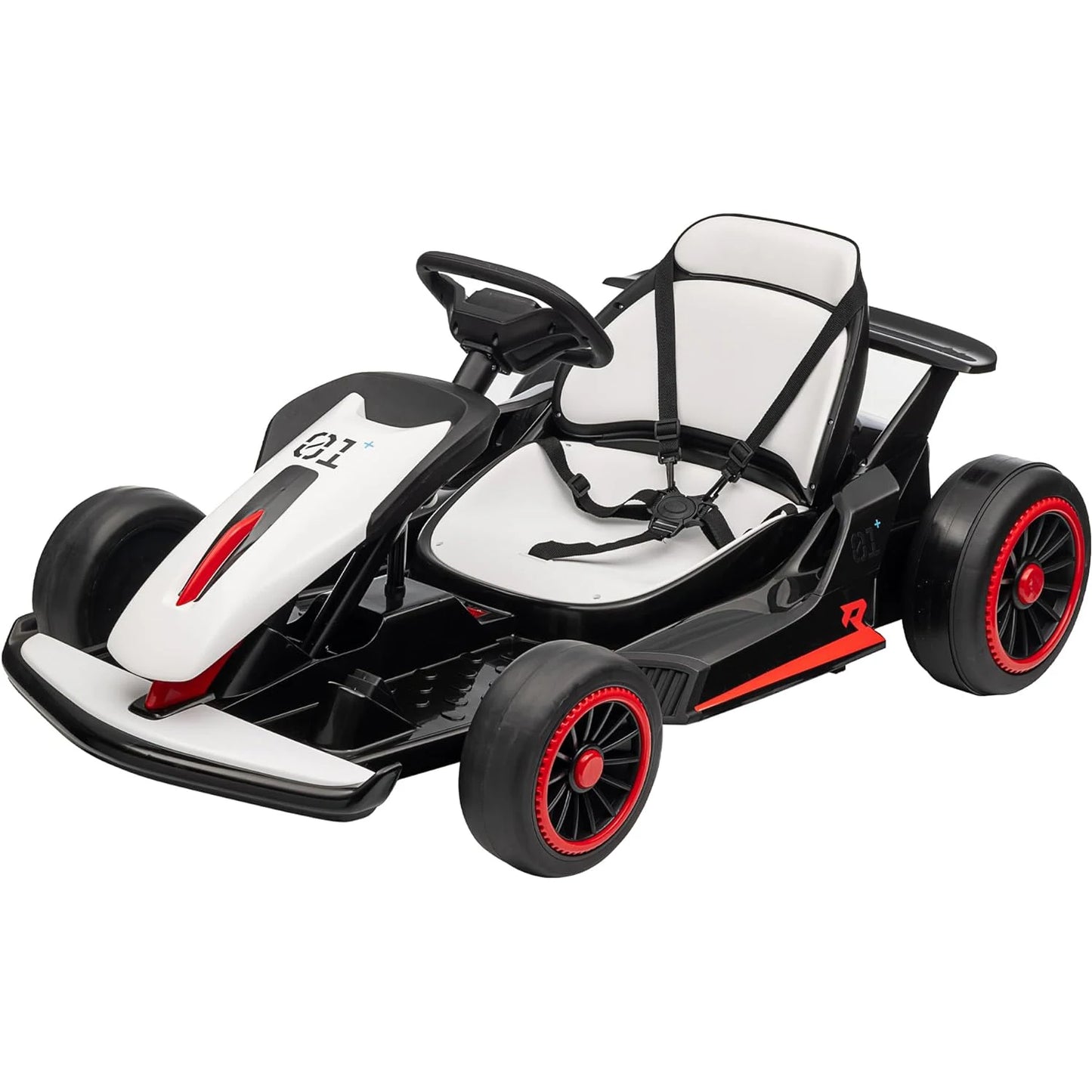 Go Kart, Electric Drift Kart Car with Adjustable Seat 24V 7Ah Outdoor Ride On Toy 2 * 200W Motor, 8.1 MPH, LED Lights 6-12 Years