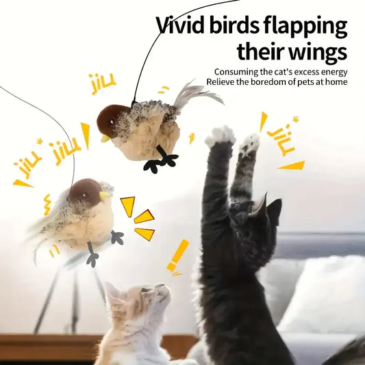CN Guangdong InteractiveTouchActivated Flapping Bird Cat Toy Sparrow Chirping Sound