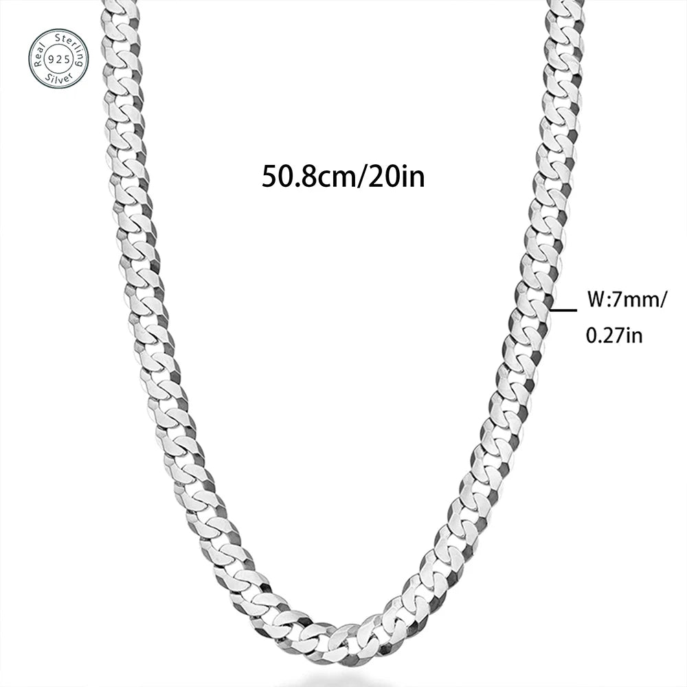 Certificate 925 Sterling Cuban Link Chain Necklace Men