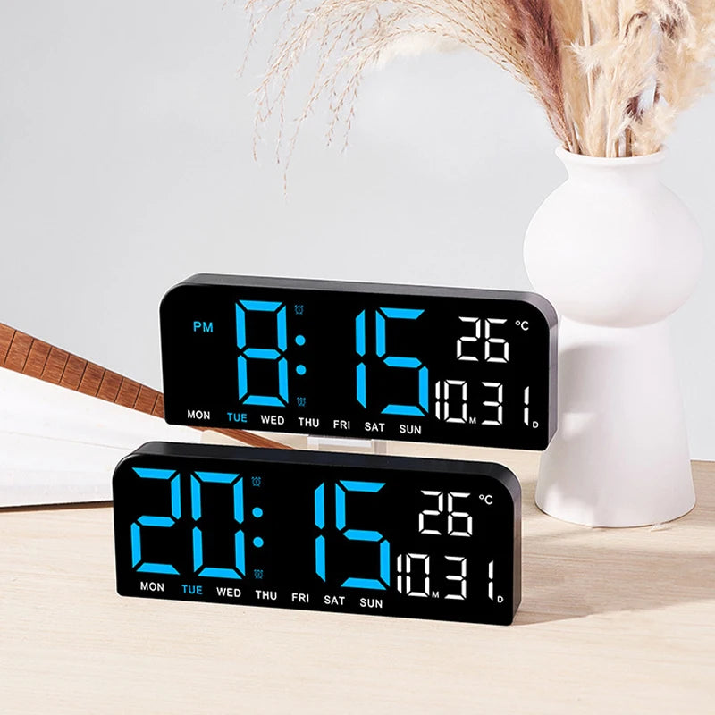 TIMESS Digital Alarm Clock with Large Display, Weekly Temperature & Date Display, Silent USB-Powered Clock for Bedroom, Office,