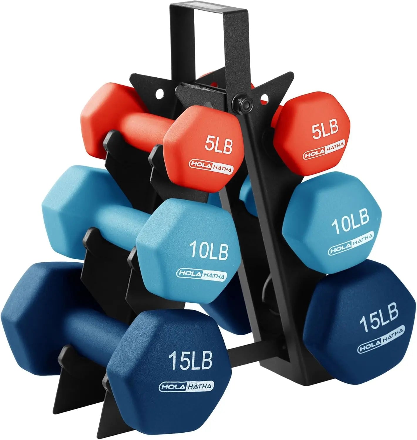 Neoprene Dumbbell Free Hand Weight Set with Rack