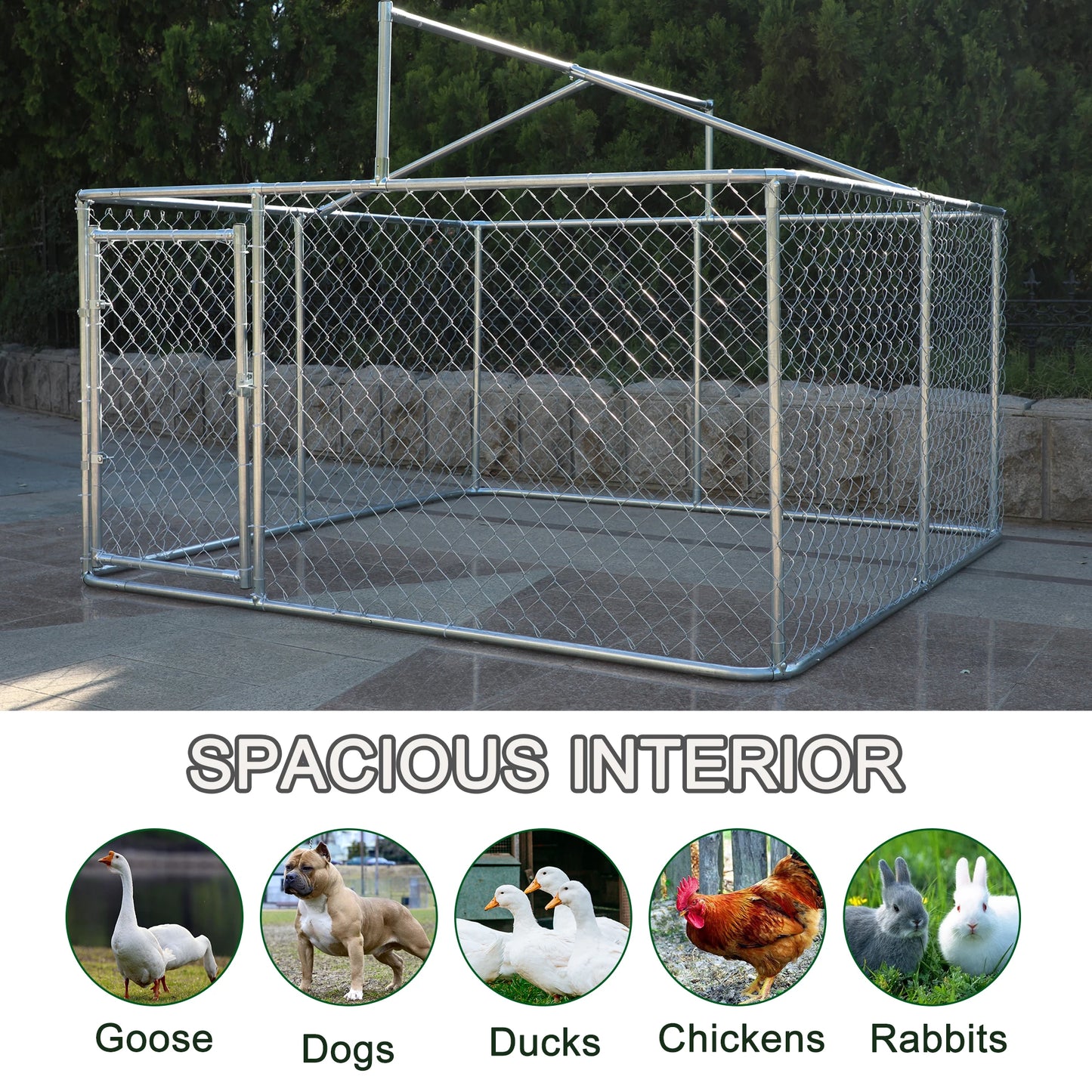 Large 7.5x7.5 ft Outdoor Dog Kennel Heavy Duty Pet Playpen and Run Enclosure