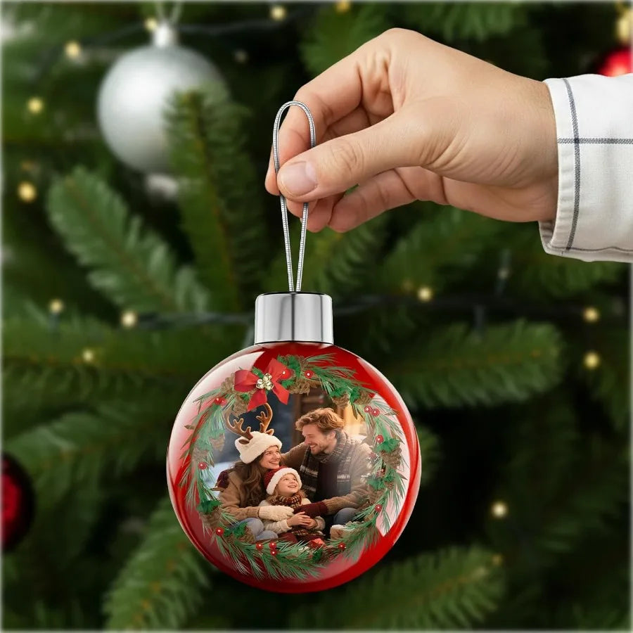 Bemaystar Personalized DoubleSided Photo Christmas Ornaments