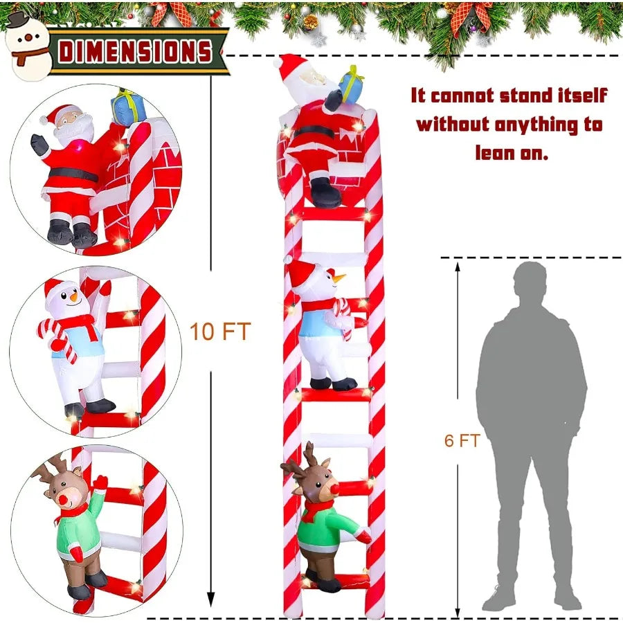 Hign-concerned Christmas Inflatable Ladder Decoration With Santa Reindeer