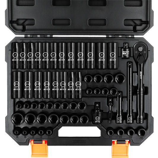 Boen 59-Piece Impact Socket Set SAE And Metric E-Torx Included