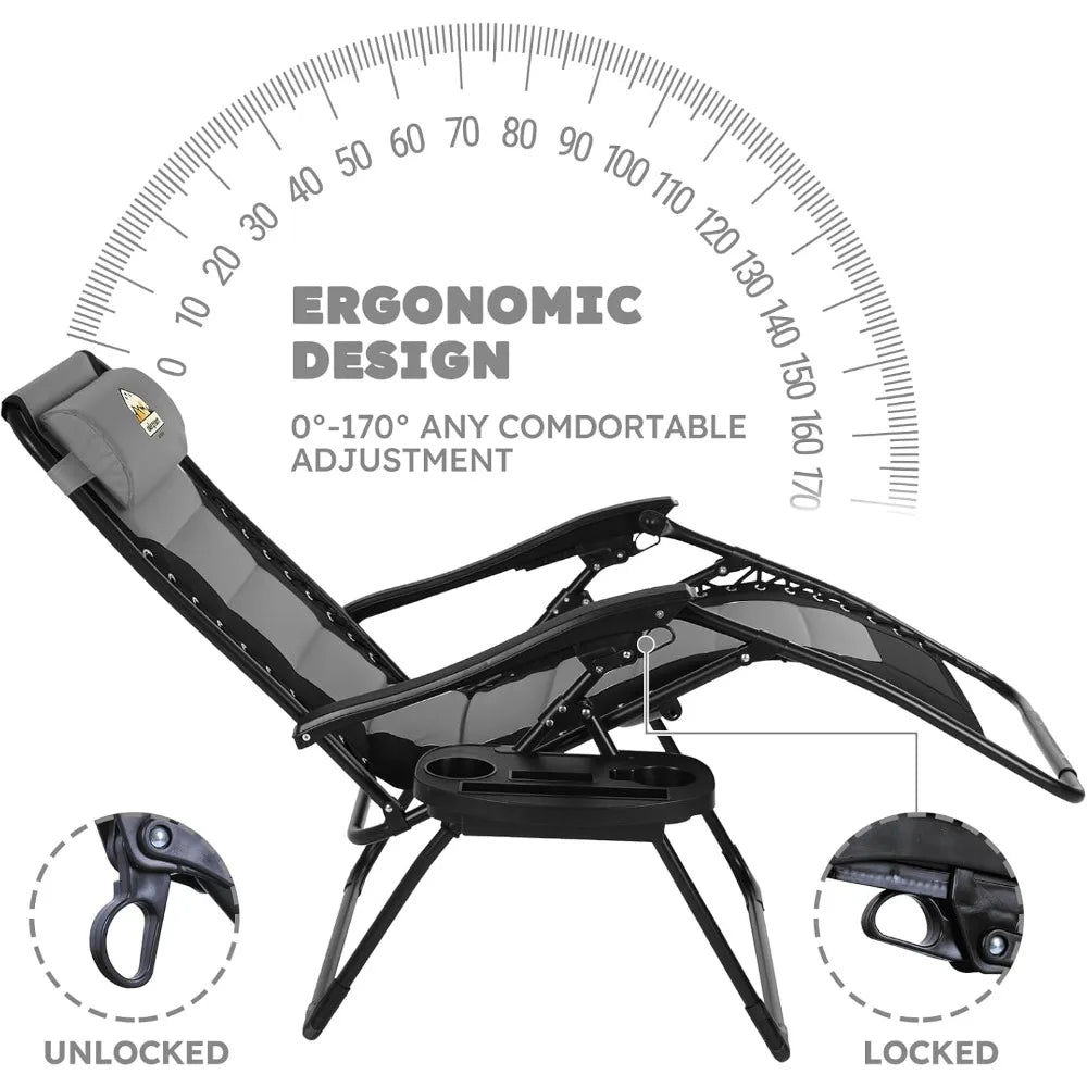 XMSJ Zero Gravity Lounge Chair Set Of 2 Outdoor Folding