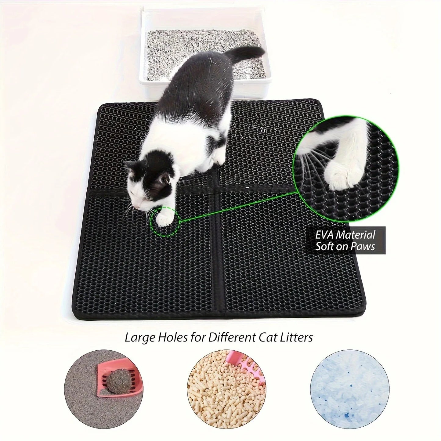 Hign-concerned Feline LitterBox Mat Double Layer Waterproof Urine Proof Trapping