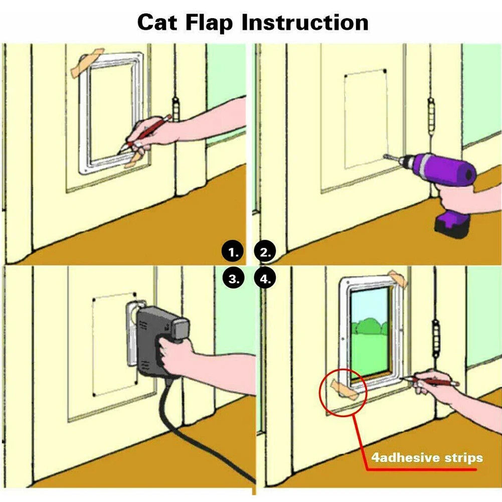 Cat Flap Door With UltraDurable FourWay Security Lock ABSPolymerComposite System
