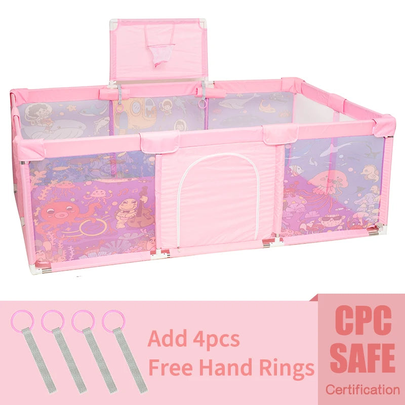 IMBABY Baby Playpens Large Baby Playground Cartoon Playpen for Children Basketball Baby Activity Fence Pool Balls Park for Baby