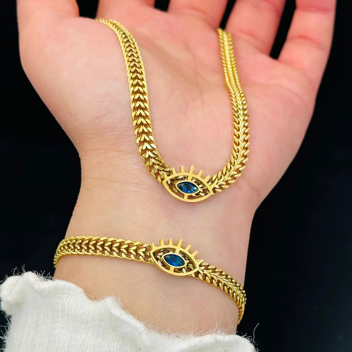 Fine Or Fashion Stainless Steel Devil's Eye Jewelry Set