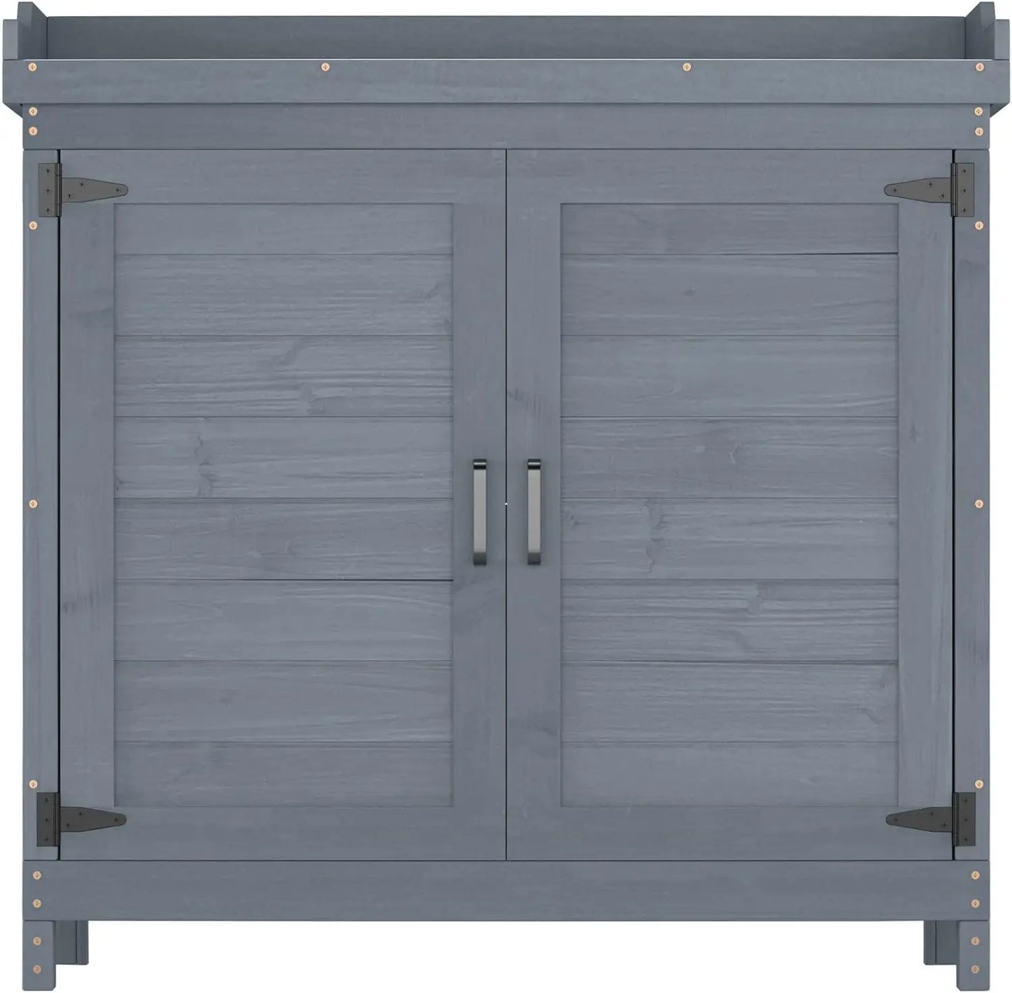 Outdoor Garden Patio Wooden Storage Cabinet Furniture Waterproof Tool Shed with Potting Benches Outdoor Work Station Table