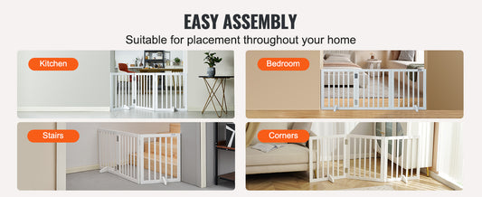 SucceBuy Free Standing Dog Gate Foldable Expandable Barrier